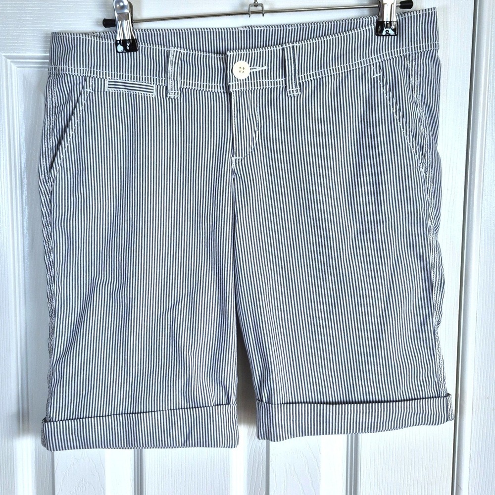 Vintage Hollister Y2K‎ blue and white striped Bermuda shorts juniors 5